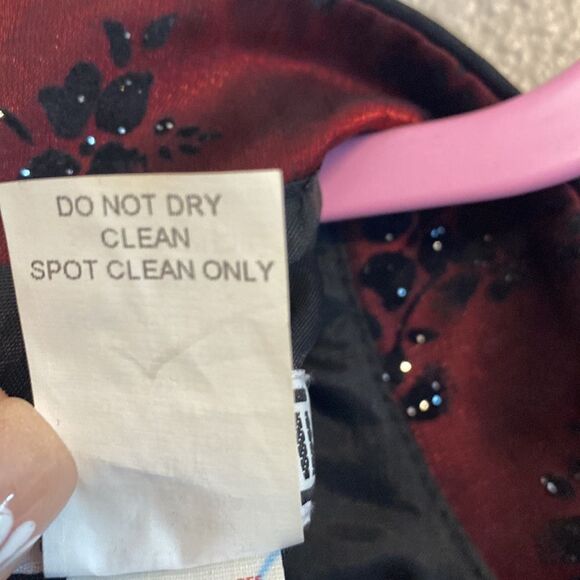 Vintage- dark red Japanese inspired dress- Size 10P - Picture 11 of 11